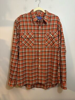 Pendleton Men's Plaid Flannel Collared Burnside Button-Up Shirt Multicolor XL